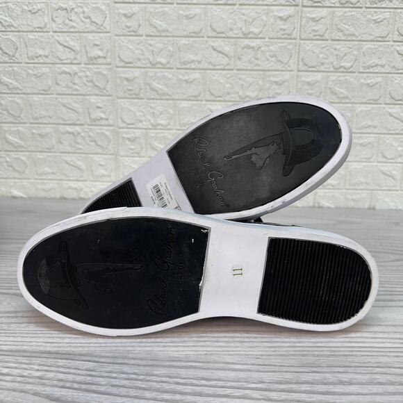 Robert Graham Front Runner Leather Sneakers Mens 11 Black Paisley Lace Up Padded - Picture 7 of 8